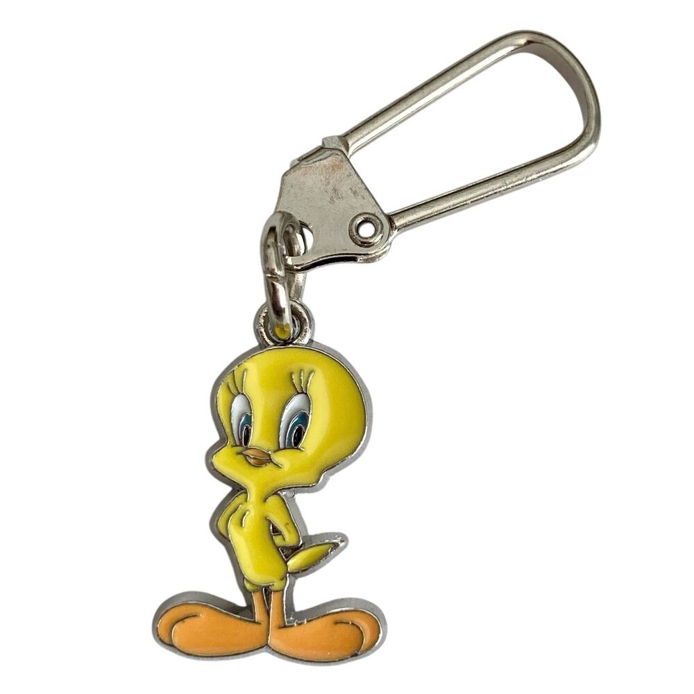 Vintage Tweety Bird Zipper Pull Purse Charm Warner Bros Looney Tunes Enamel Cute